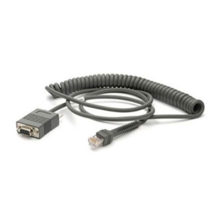 Cable - RS232: DB9 Female Connector, 20ft. (6.0m) Coiled, TxD on 2, with TTL Current Limit Protection (Zebra CBA-R06-C20PBR)
