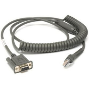 Cable - RS232: DB9 Female Connector, 9ft. (2.8m) Coiled, Power Pin 9, TxD on 2, True Converter (Zebra CBA-R46-C09ZBR)