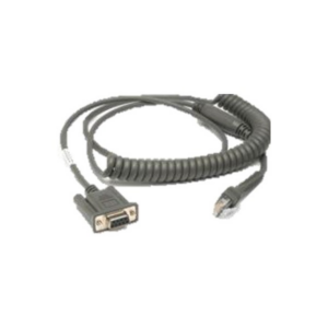 Cable - RS232: DB9F, 9ft. (2.8m) Coiled, Power Pin9, with TTL Current Limit Protection (Zebra CBA-R37-C09ZBR)