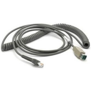 Cable - Shielded USB: Power Plus Connector, 15ft. (4.6m), Coiled, 12V (Zebra CBA-U28-C15ZBR)