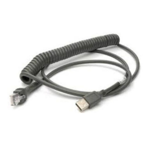 Cable - Shielded USB: Series A Connector, 9ft. (2.8m), Coiled (Zebra CBA-U32-C09ZAR)