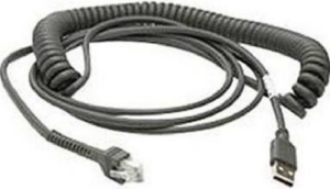 Cable - Shielded USB: Series A, 9ft. (2.8m), Coiled, BC1.2 (High Current), -30Â°C (Zebra CBA-UF6-C12ZAR)