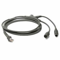 Cable, Auto-Host Detect - Keyboard Wedge: 7ft. (2.1m) Straight, PS/2 Power Port Supports 12V Power Supply (Zebra CBA-K63-S07PAR)