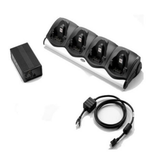 MC90/MC91/MC92 4-Slot Charge Only Cradle Kit: Includes 4-Slot Charge Only cradle CRD9101-4001CR, corresponding Power Supply and DC Line Cord. Must purchase country specific 3-wire grounded AC line cord separately (Zebra CRD9101-411CES)
