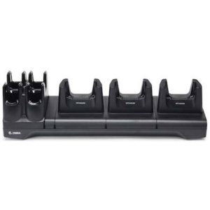 RFD40, 3 Device Slots/4 Toaster Slots, Charge Only Cradle with support for Universal/3rd Party. Requires Power Supply (PWR-BGA12V108W0WW), DC Line Cord (CBL-DC-382A1-01), and Country Specific Line Cord. (Zebra CRD3S4T-RFD49-UNIV-CHG-1R)