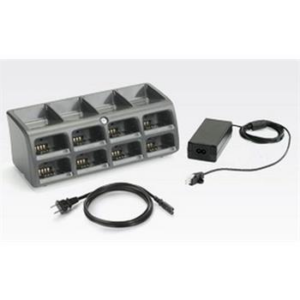 RS507 8-battery Charger with external power supply WITHOUT an AC cord for charging both the standard and the extended capacity batteries of the RS507 (Zebra SAC5070-801CR)