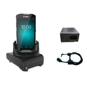 TC5X Healthcare 1-Slot USB/Charge Cradle Kit. Charges and allows USB communication to one device. Includes Power Supply (PWR-BGA12V50W0WW) and DC Cable (CBL-DC-388A1-01). USB Cable and country specific AC Line Cord sold separately. (Zebra CRD-TC51-HC1SC-01)