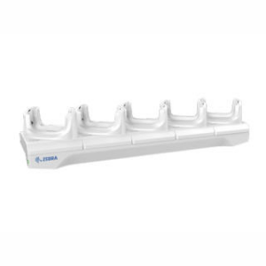 TC5X Healthcare 5-Slot Charge Only Cradle Kit, charges up to five devices. White housing. Includes Power Supply (PWR-BGA12V108W0WW) and DC Cable (CBL-DC-381A1-01). Country specific AC Line Cord sold separately. (Zebra CRD-TC51-HC5SC1-01)