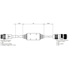Pre-assembled connecting cable - 4-pin M12 male connector + 4-pin M12 female connector CCS M12 to M12 Strobe Cable Cognex ICQ-CB-0.5-IFL-M12