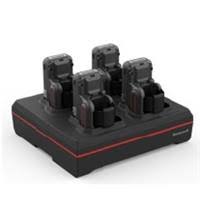 4 bay 8675i device charger with power supply (50121666-001). Charges complete 8675i unit with battery installed. Region-specific cord must be ordered separately. USB cable can be connected for communication with device when docked. (Honeywell MB4-SCN10)