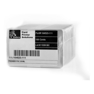 Premier Color PVC Cards - Zebra white PVC cards, 30 mil (500 cards) (Zebra 104523-111)