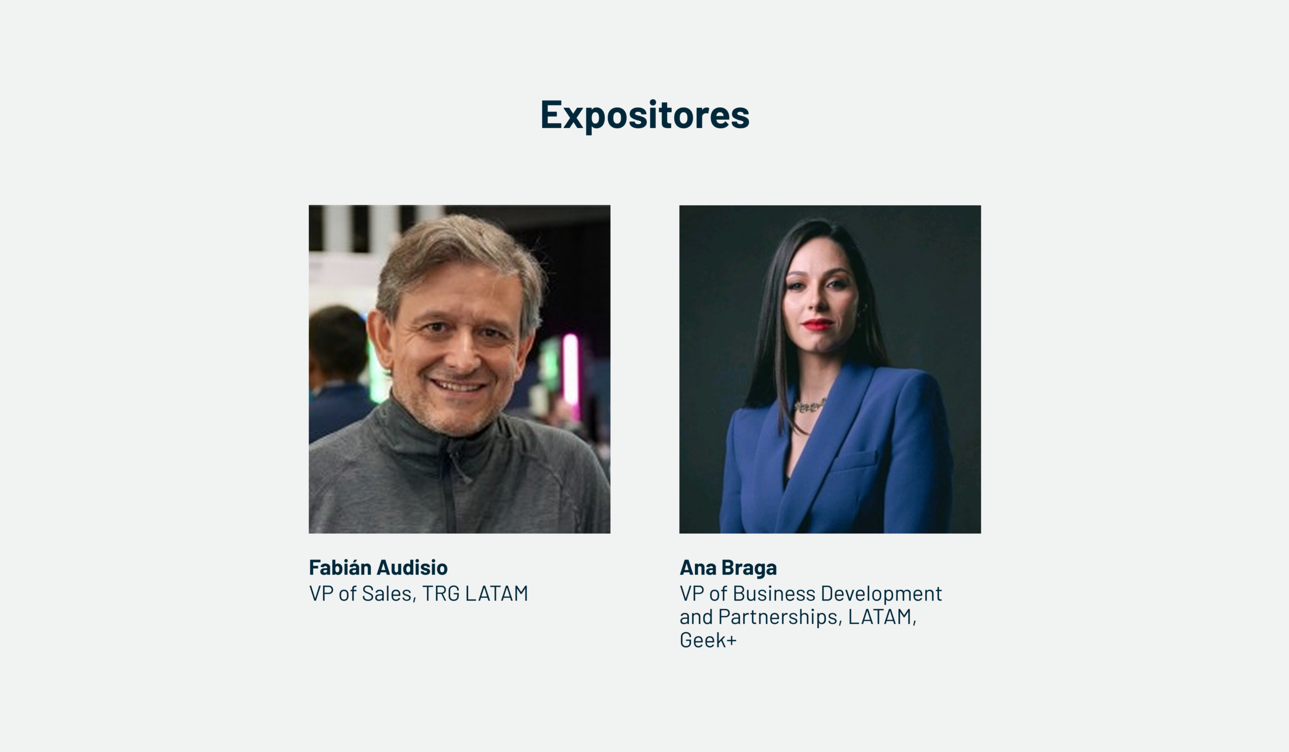 Expositores del webinar de TRG y Geek+